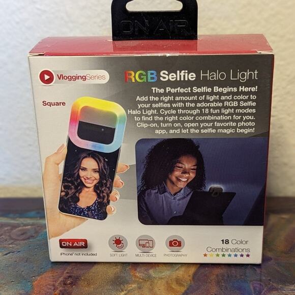Selfie Halo Light RGB 18 color combinations Square Shape New Sealed - Picture 4 of 4